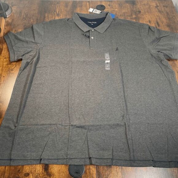 Nautica Shirt Men's Dark Gray‎ Stretch Polo Sz 6x NWT - Picture 1 of 6